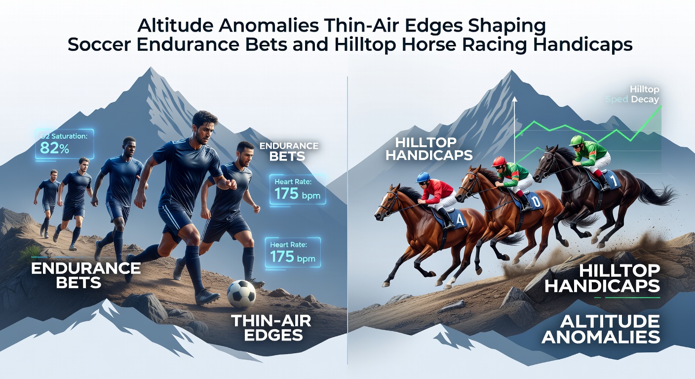 Horse racing at a hilltop track under clear skies, with jockeys pushing steeds through thin mountain air