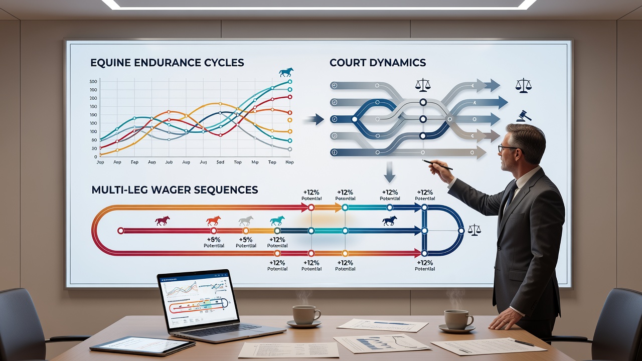 Detailed chart displaying endurance metrics from horse racing tracks alongside tennis court performance indicators used for accumulator planning