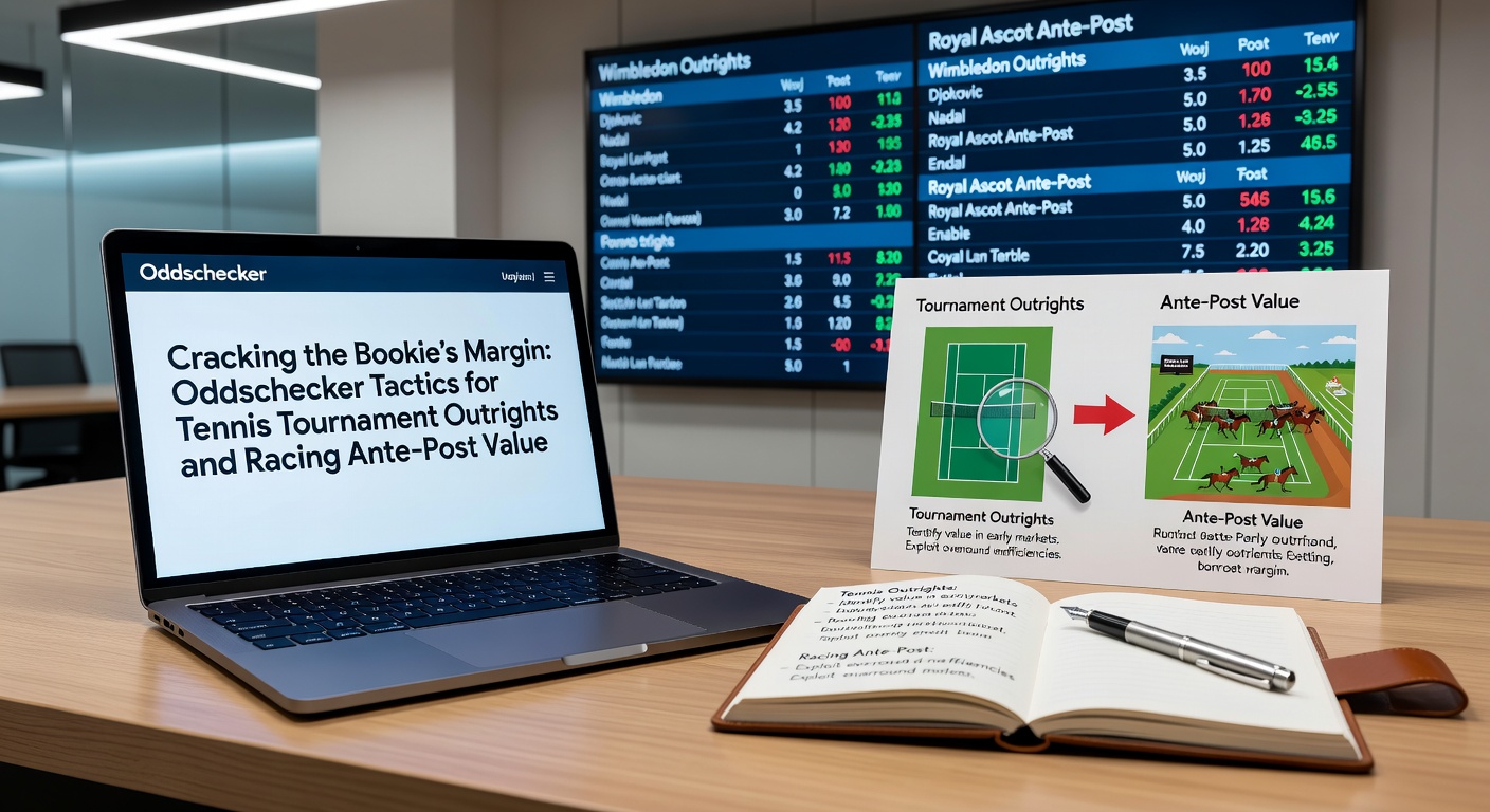 Screenshot of Oddschecker displaying comparative odds for a tennis tournament outright market, highlighting price discrepancies across bookmakers