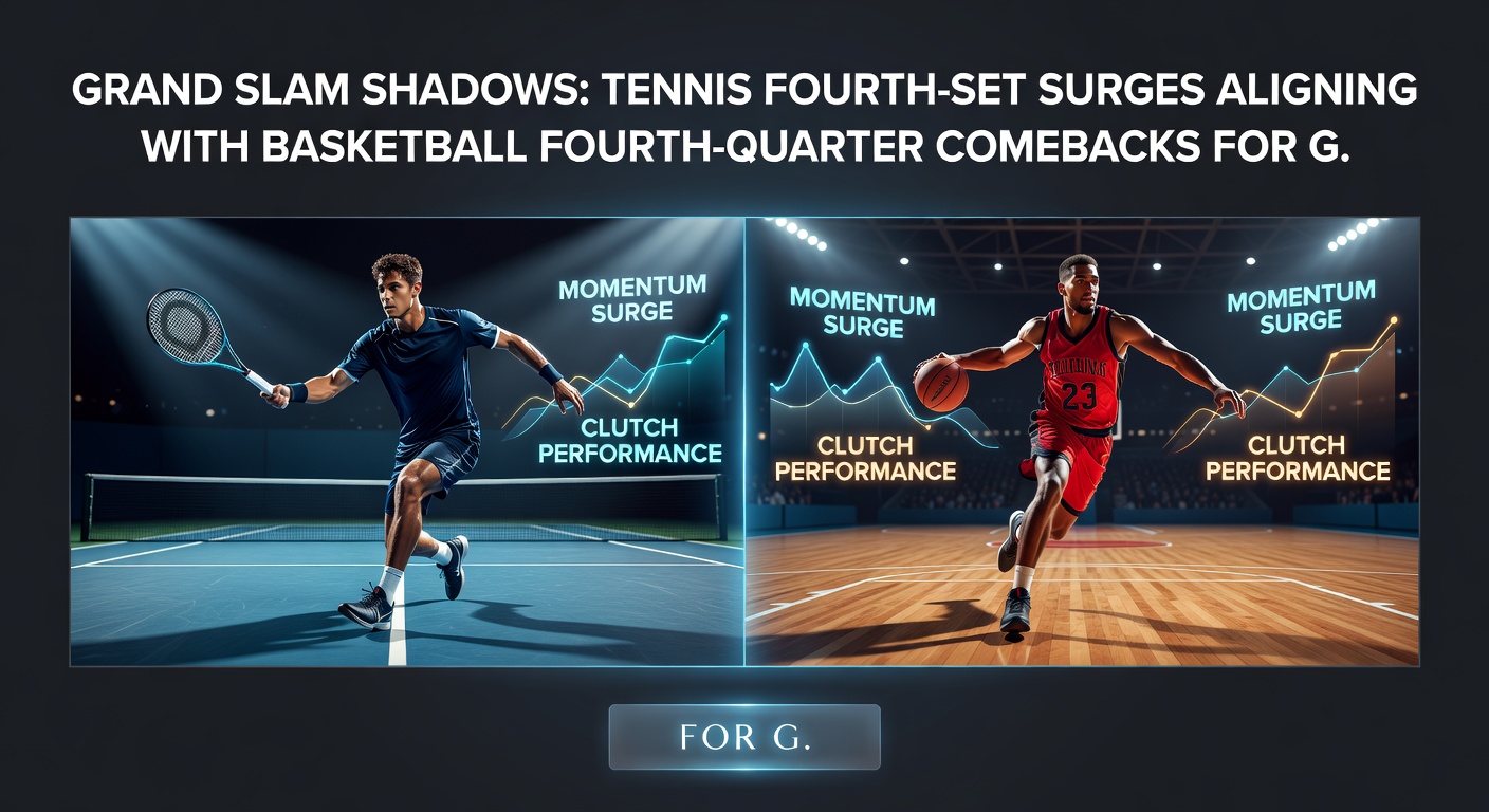 Basketball player driving in fourth quarter with overlaid tennis rally and football defensive stand, highlighting accumulator synergies