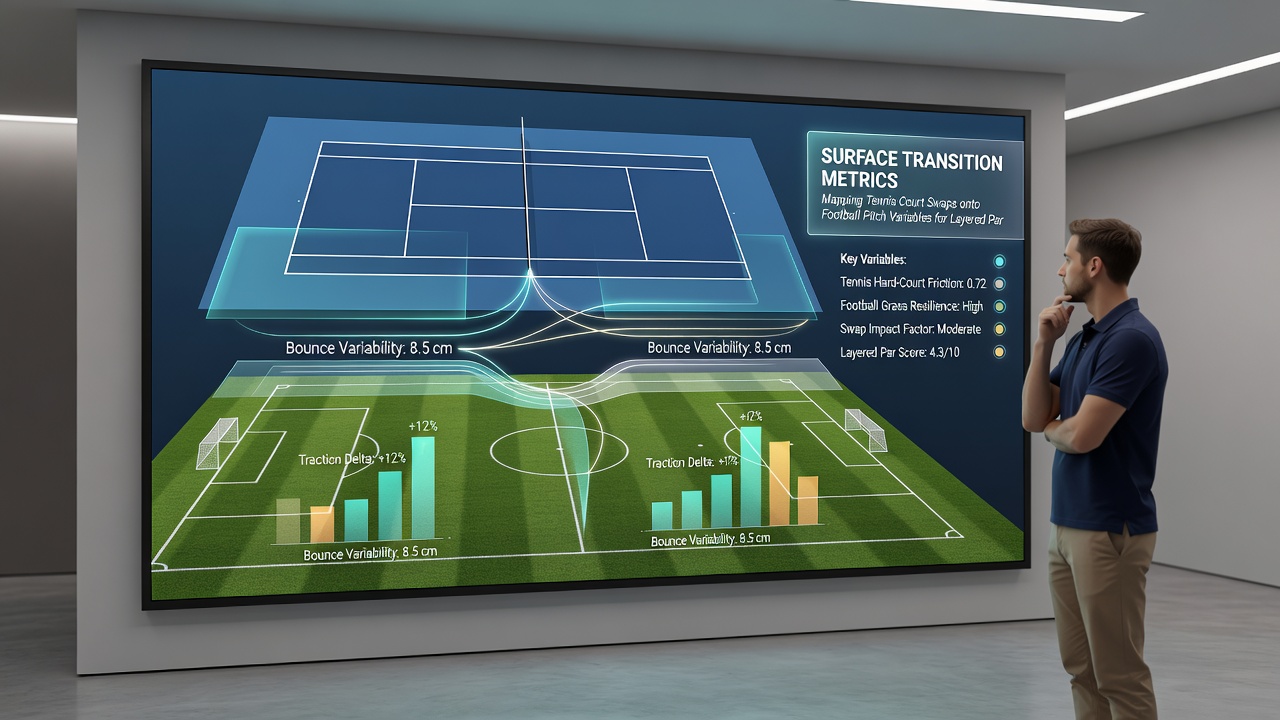 Football pitch condition variables chart connected to tennis court transition data points