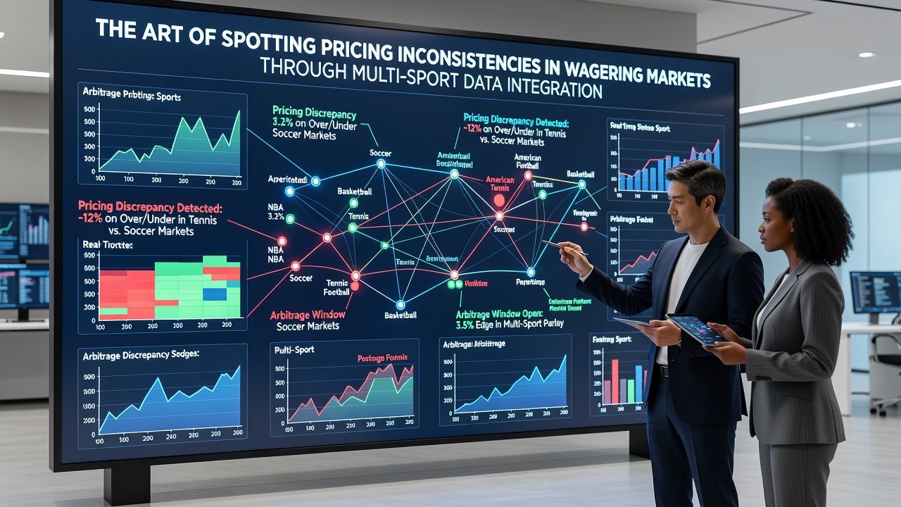 Dashboard screenshot displaying real-time probability convergence across tennis baseball and soccer markets with highlighted inconsistency alerts